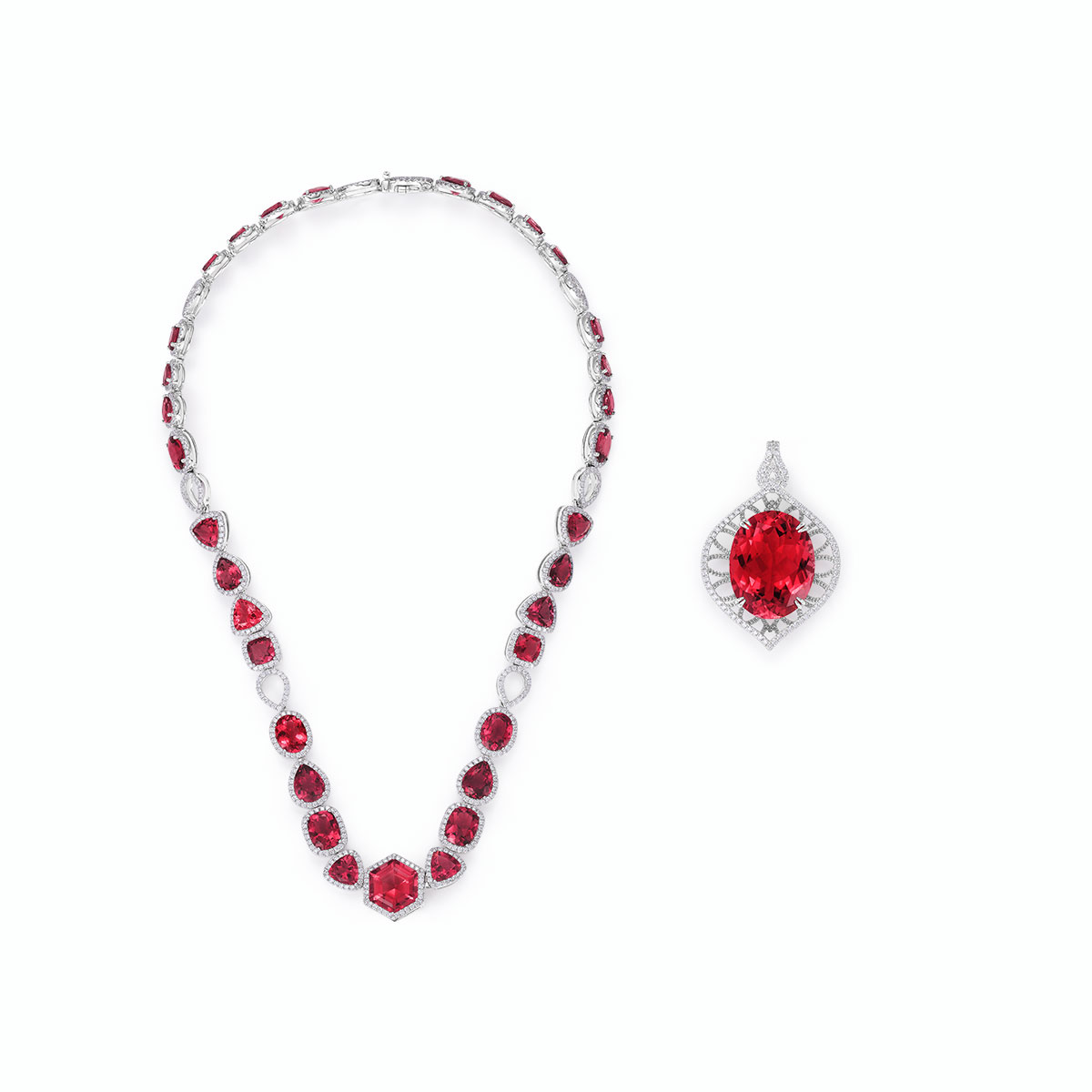18k Gold Fine Tourmaline & Diamond Collier