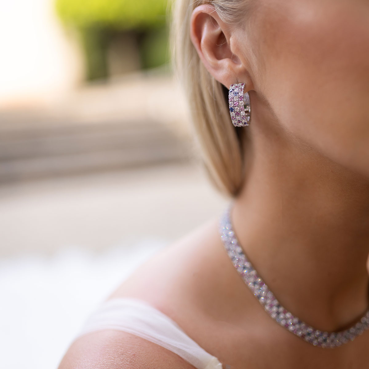 18k Rose Gold Fancy Sapphire & Diamond Earrings