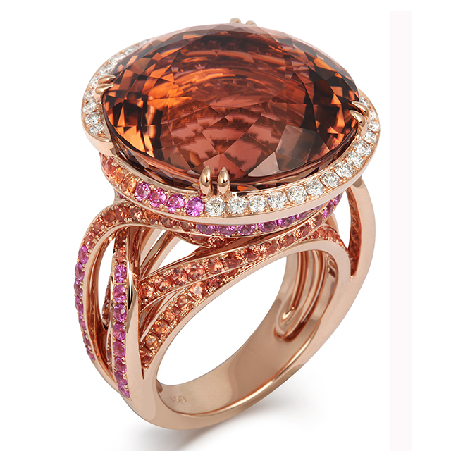 18k Rose Gold Fancy Tourmaline & Diamond Ring