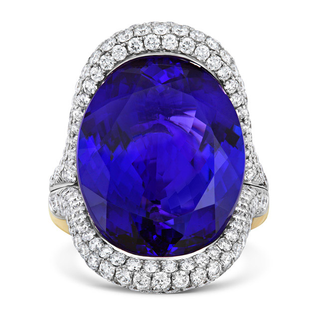 18k Gold AAAA+ Tanzanite & Diamond Ring