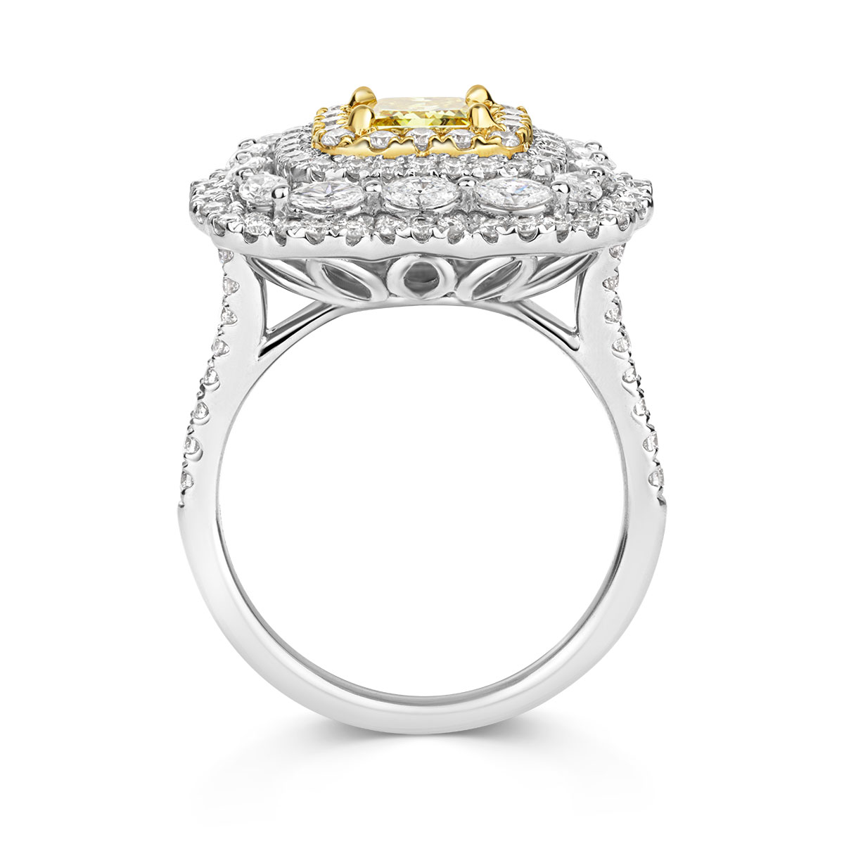 Platinum & 18ct Gold Fancy Yellow Diamond Ring