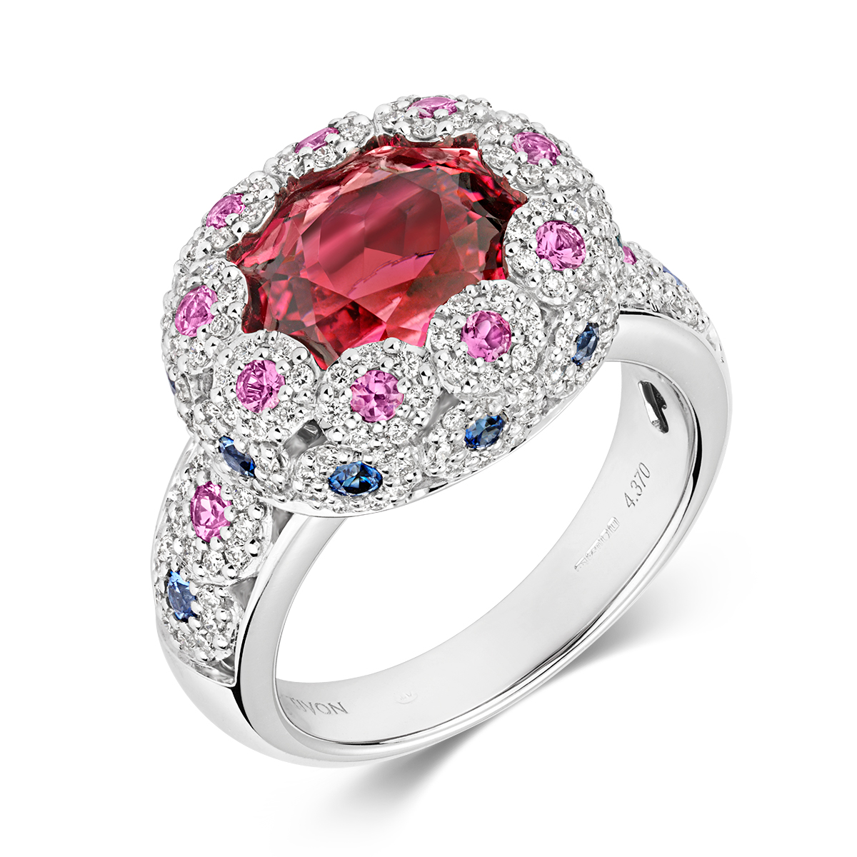 18k White Gold Pink Tourmaline Sapphire Ring